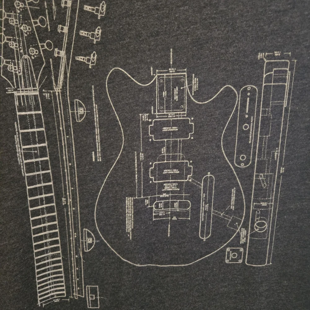 Banana Republic Dark Gray Guitar Design Tee SZ M